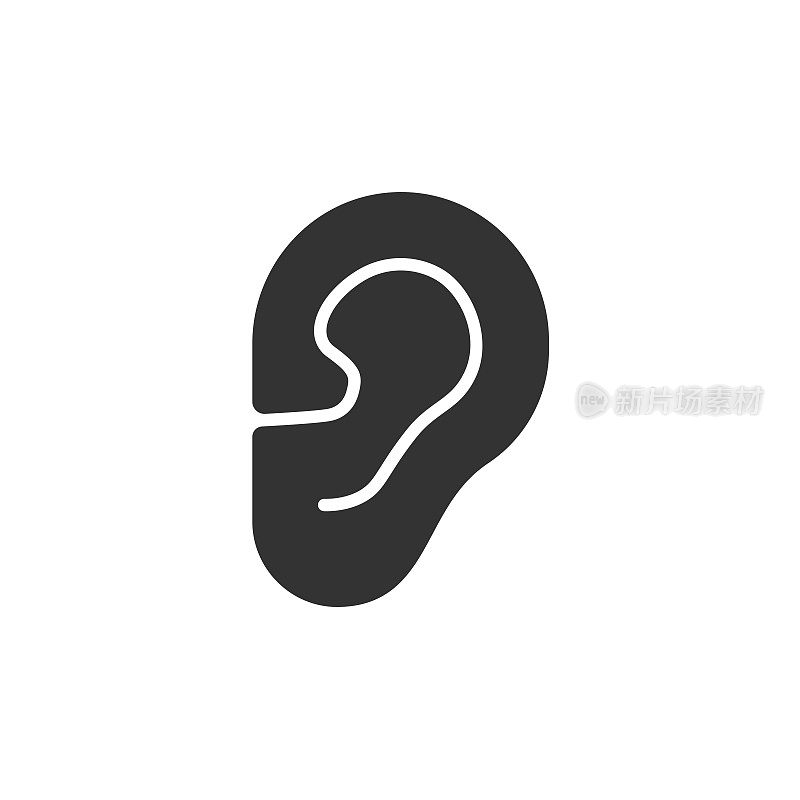 Body senses heard. Ear icon on a white background